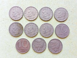 Lengyelország 11 db Különböző Érme 10 Zlotyi 1975-1986