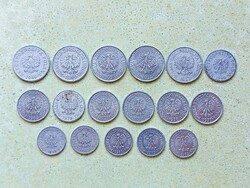 Lengyelország 17 db Különböző Érme 10 20 50 Groszy 1949-1979
