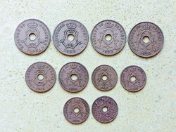 Belgium 10 db Különböző Érme 5 10 25 Centimes 1905-1929