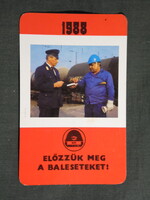 Kártyanaptár,MÁV,vasút,balesetmegelőzés,alkoholszonda,vasútas,tartálykocsi, 1988   (9)