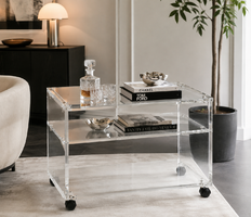 Vintage Lucite / acrylic two-tier rolling party cart – 1970s/80s