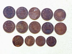 Olaszország 14 db Különböző Érme 5 10 Centesimi 1861-1893