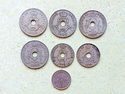 Belgium 7 db Különböző Érme 10 25 50 Centimes 1905-1929