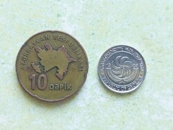 Grúzia Georgia Azerbajdzsán 2 db Különböző Érme 10 Quapiks 2006 1 Tetri 1993