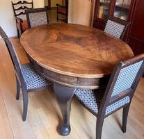 Antique Solid Wood Table with Matching 4 Chairs