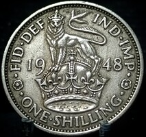 Egyesült Királyság 1 shilling, 1948 Angol címer, álló oroszlán a korona fölött E13E1V