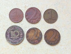 Ausztria 6 db Különböző Érme 1 2 10 Groschen 100 Korona 1924-1929