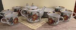 Kézzel festett,orosz porcelán teás készlet.