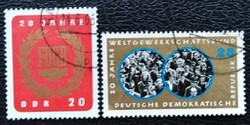 ND1115-6p / NDK 1965 Szabad Német Szakszervezet bélyegsor pecsételt