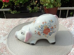 Porcelán virágos malac persely