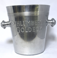 Vintage Schlumberger Goldeck alumínium pezsgősvödör / jégvödör – reklámtárgy
