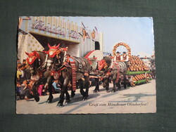Képeslap,Németország,Müncheni Oktoberfest sörfesztivál,1963