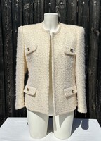 Vintage francia buklé gyapjú szövet női kis kabát Paula Klein Paris klasszikus Chanel stílus