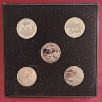 A nagy Honvédő háború 50. évf kiadott emlékérmek. 5db 3 Rubeles. (Doboza sérült.)