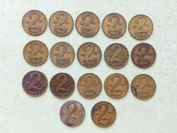 Magyarország 17 db Különböző Érme 2 Forint 1970-1989