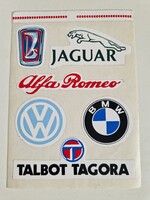 Retro autós matrica ív a '80-as évekbeli (Talbot Tagora, BMW, Alfa Romeo, Jaguar)