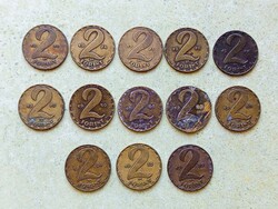 Magyarország 13 db Különböző Érme 2 Forint 1970-1989