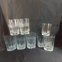 Vintage nehéz üveg whisky-s és vizes pohár szett (5+3 darabos)