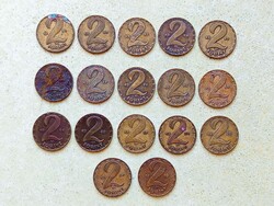 Magyarország 17 db Különböző Érme 2 Forint 1970-1989