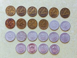 Magyarország 22 db Különböző Érme 1 2 Forint 1967-1989