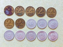Magyarország 15 db Különböző Érme 1 2 Forint 1967-1989