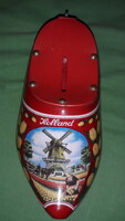 Régi utazó emlék HOLLAND kézzel festett fapapucs / persely lakattal FALIDÍSZ 17 cm a képek szerint