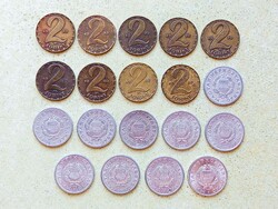 Magyarország 19 db Különböző Érme 1 2 Forint 1967-1989