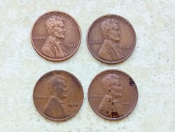 USA 4 db Különböző Érme 1 Cent Wheat Cent 1930 1946 1948 1953
