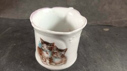 Antik cicás porcelán füles bögre 913