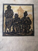 JOSEF VON DIVEKY - DIVÉKY JÓZSEF ART NOUVEAU WOODCUT - THREE KINGS