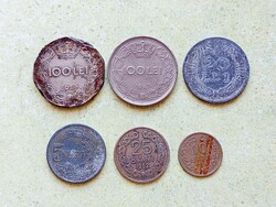 Románia 6 db Különböző Érme 10 25 Bani 5 20 100 Lej Lei 1942-1956