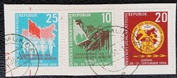 ND657-9pk / NDK 1958 Hadsereg Szpartakiád bélyegsor pecsételt ( kivágáson )