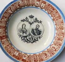 II. Lipót belga király és Habsburg–Lotaringiai Mária Henrietta belga királyné - antik tányér