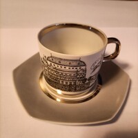 Ritka Pirkenhammer "Sophia" porcelán kávéscsésze aljjal - Prága mintás, Brüsszel stílus
