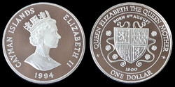 E 4353 Kajmán-szigetek 1 dollár 1994 PP Queen mother