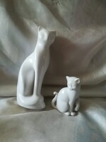 Fehér mázas porcelán cica páros