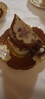 Royal Cauldon márkájú, Victoria mintás, finomcsont-porcelán (bone china) teáscsésze és alj, gazdag v