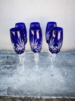 Pazar 6 db-os Ajka Crystal Kobaltkék Pezsgős Kehely Készlet – Fabergé „Odessa” Stílus