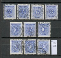 M44 - Hungary 1934 Blue Postage Stamp Series, 10 used stamps (MBK: 200 Ft)
