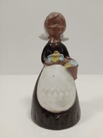 Ceramic figurative bell, girl picking flowers
