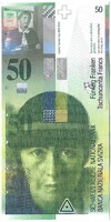 50 frank francs franken 1994 signo 67. Svájc Gyönyörű