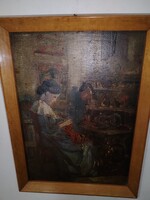Muszély Ágost (Ágoston) (1877-1966)-ritka régi olajfestmény.