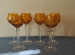 Ajka - Marsala - sárga -  6 db kispohár - kristály - pálinkás - likörös