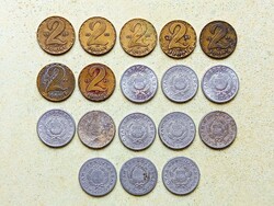 Magyarország 18 db Különböző Érme 1 2 Forint 1967-1989