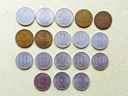 Németország NDK 18 db Különböző Érme 10 20 50 Pfennig 1958-1983