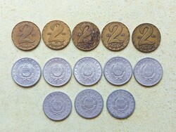 Magyarország 13 db Különböző Érme 1 2 Forint 1967-1989