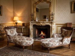 Unique rarity: Neorococo carved fainting couch / chaise longue set (right and left)