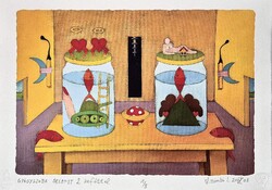Ef Zámbó István - Gyógyszoba jelenet 2 befőttel 30 x 42 cm computer print, merített papír