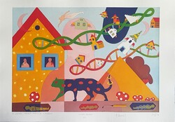 Ef Zámbó István - Mindenki máskép forog a sírjában 41 x 59 cm színes nyomat, merített papír