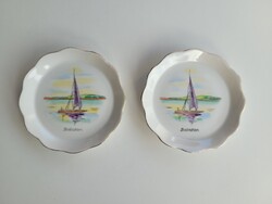 2 db retro Balatoni emlék tál Aquincum vitorlás porcelán szuvenír ékszertartó gyűrűtartó mid centuy